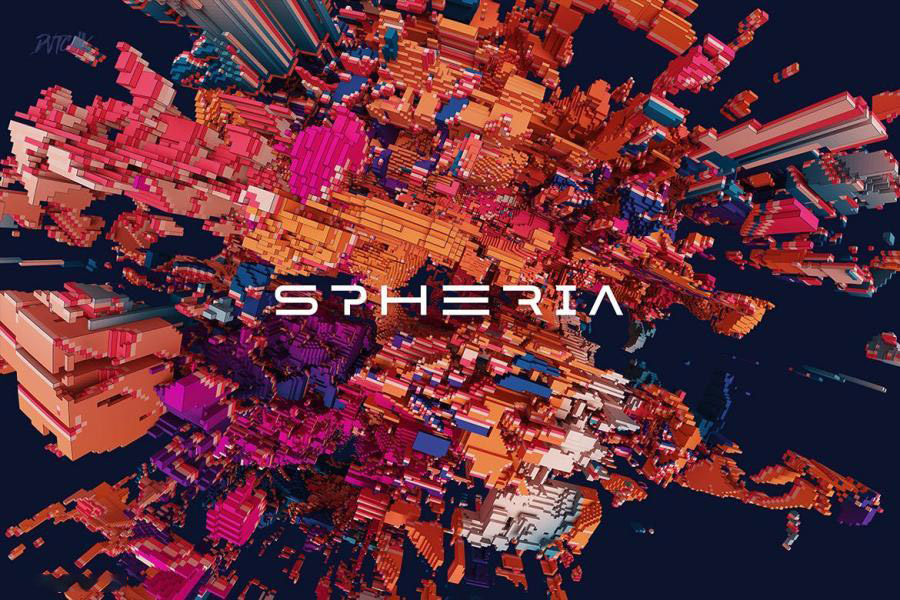 背景素材-抽象3D立体几何形状拼接的球体背景图片素材 图片素材 sucaiwan.com