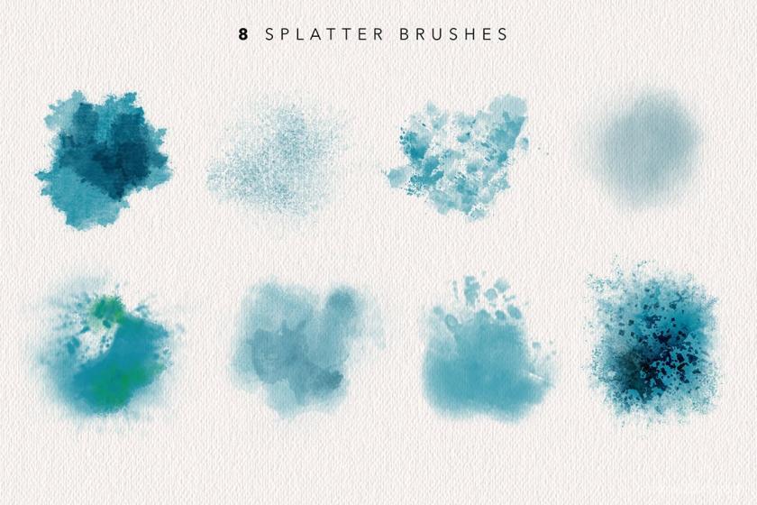 Procreate笔刷-50款水彩飞溅喷溅油漆绘画纹理笔刷素材 笔刷资源 第4张-素材湾丨精选海外优质设计素材资源 Procreate笔刷-50款水彩飞溅喷溅油漆绘画纹理笔刷素材 笔刷资源 sucaiwan.com