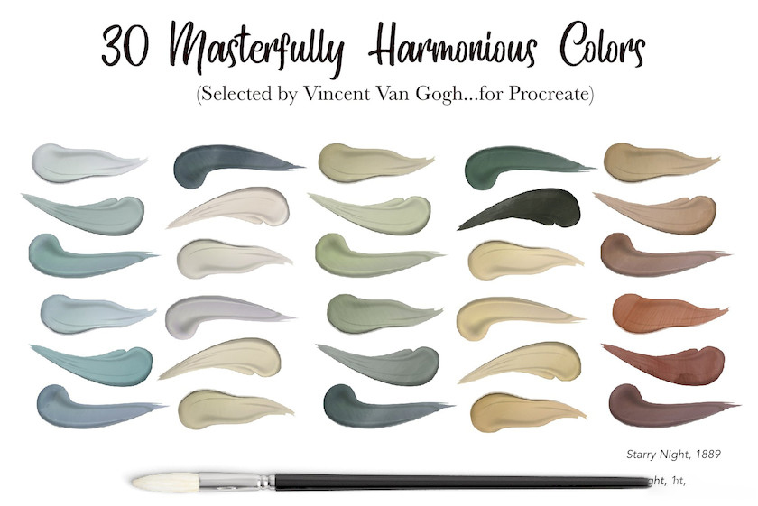 Procreate笔刷-大师系列油画写生画笔及色卡笔刷资源VanGogh 笔刷资源 第3张-素材湾丨精选海外优质设计素材资源 Procreate笔刷-大师系列油画写生画笔及色卡笔刷资源VanGogh 笔刷资源 sucaiwan.com