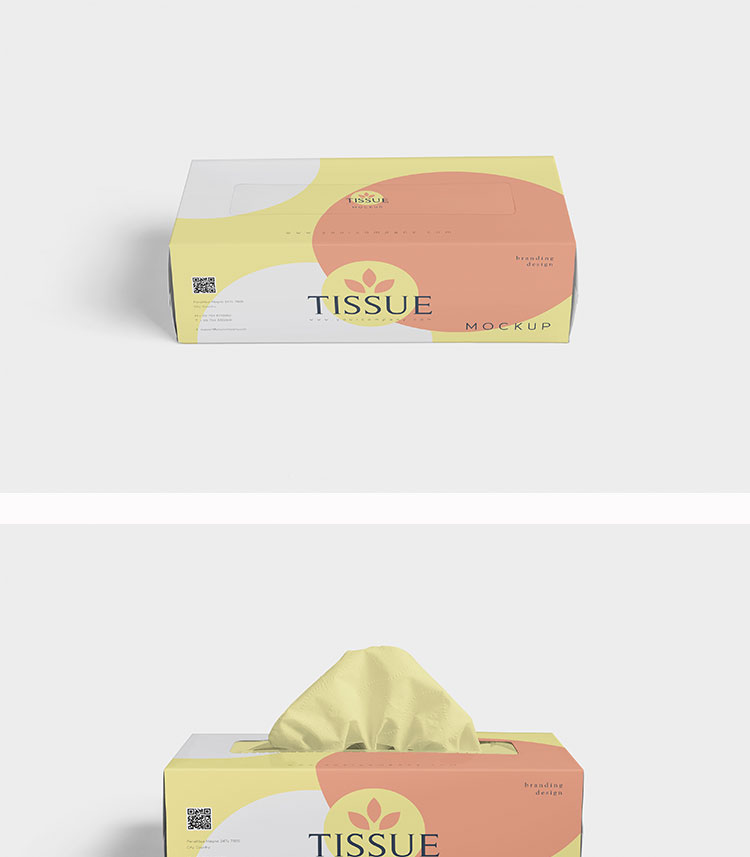 纸盒餐巾抽纸巾包装盒智能贴图VI样机展示效果图psd模板素材 图片素材 sucaiwan.com