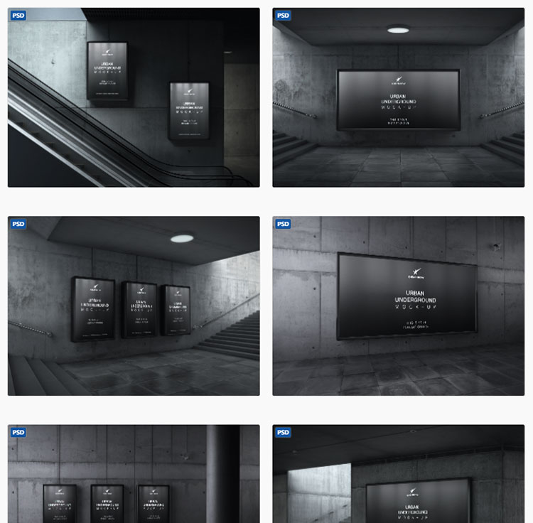 室外地铁灯箱海报广告牌智能贴图效果图样机模型模版PSD设计素材 图片素材 sucaiwan.com