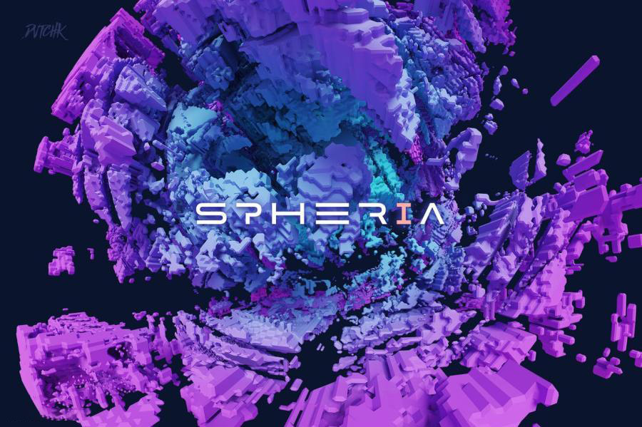 背景素材-抽象3D立体几何形状拼接的球体背景图片素材 图片素材 sucaiwan.com