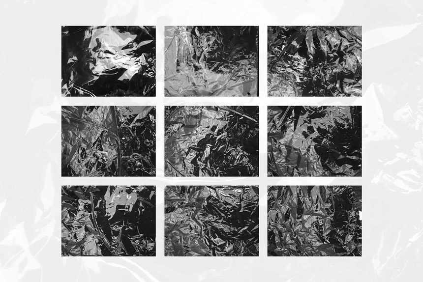 背景素材-褶皱的黑色塑料纹理背景图和样机模板素材 图片素材 sucaiwan.com