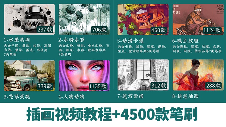 想学ipad手绘插画？Procreate插画视频教程+4500款笔刷 设计教程 sucaiwan.com