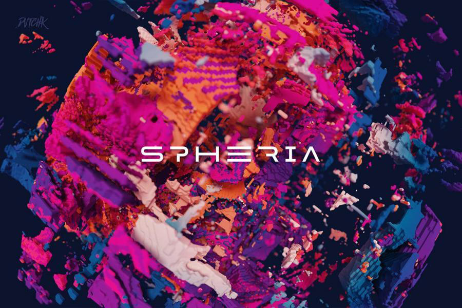 背景素材-抽象3D立体几何形状拼接的球体背景图片素材 图片素材 sucaiwan.com