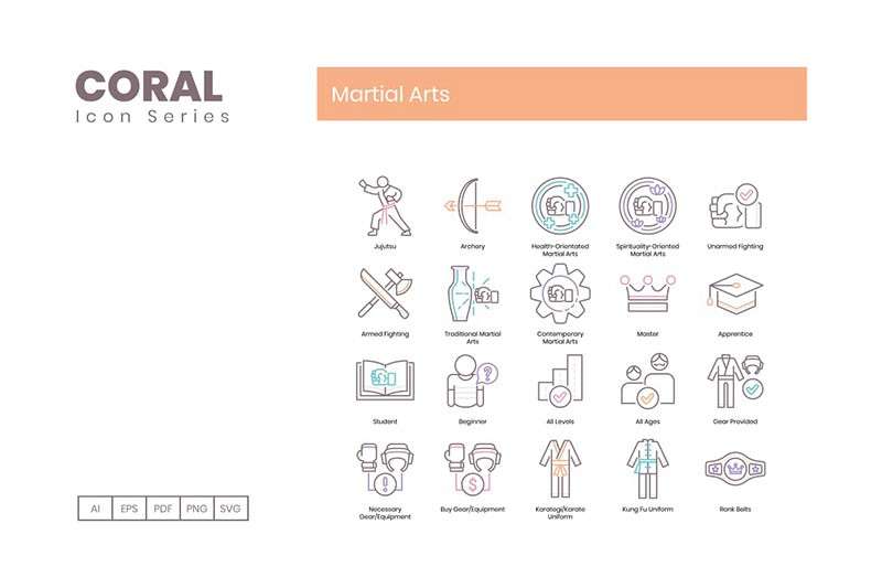 80枚武术运动线性图标，AI PNG格式 图标素材 sucaiwan.com