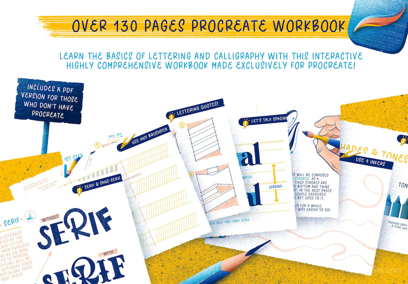 Procreate笔刷-艺术手写字体铅笔粉笔纹理笔刷和图文教程 笔刷资源 第6张-素材湾丨精选海外优质设计素材资源 Procreate笔刷-艺术手写字体铅笔粉笔纹理笔刷和图文教程 笔刷资源 sucaiwan.com