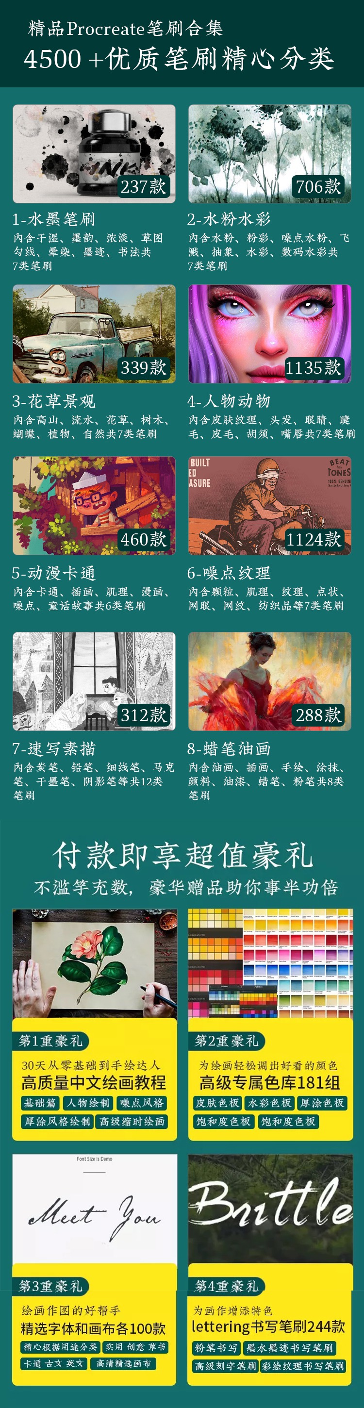 想学ipad手绘插画？Procreate插画视频教程+4500款笔刷 设计教程 sucaiwan.com