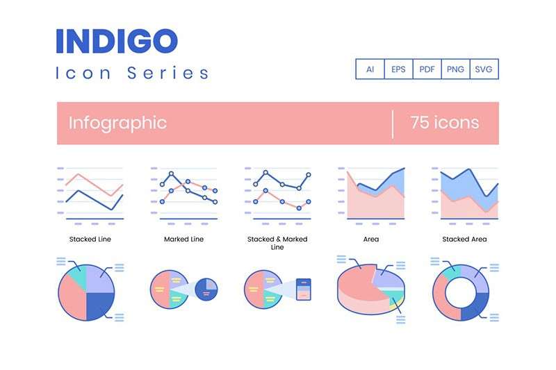 75枚信息图表图标，AI PNG格式 图标素材 sucaiwan.com