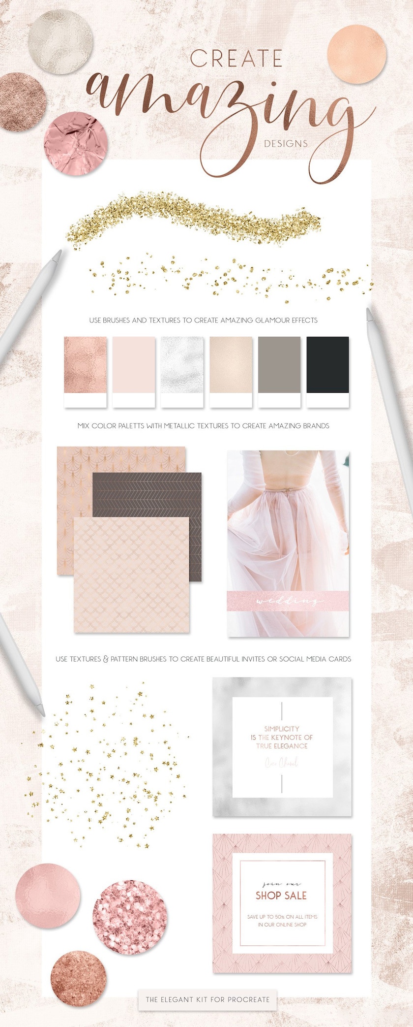 procreate笔刷-金粉金箔烫金闪光金属纹理笔刷素材资源 笔刷资源 sucaiwan.com