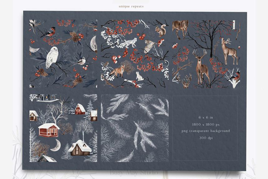 背景素材-冬季森林主题水彩图案插画素材(PNG) 图片素材 第7张-素材湾丨精选海外优质设计素材资源 背景素材-冬季森林主题水彩图案插画素材(PNG) 图片素材 sucaiwan.com