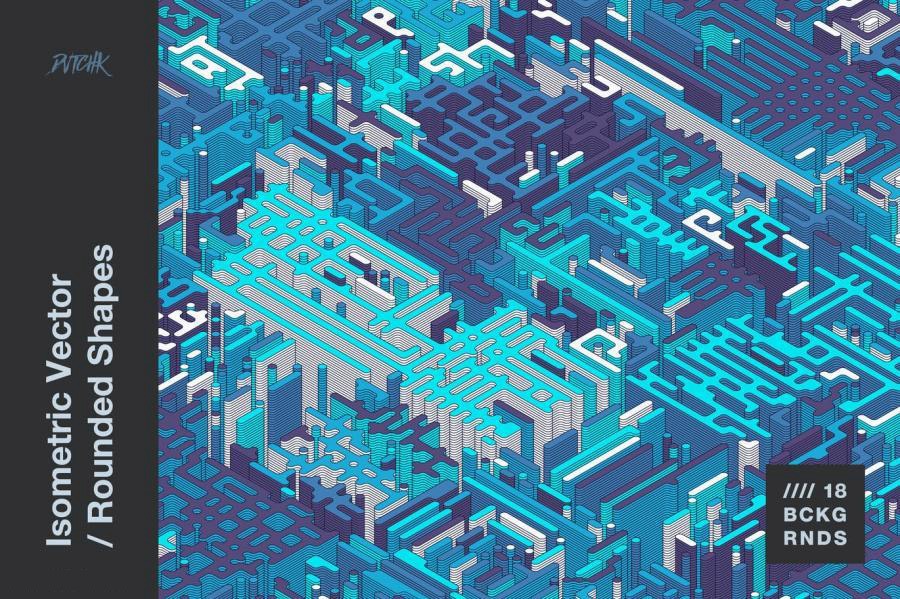 背景素材-等距视角彩色立体圆柱迷宫矢量背景图素材 图片素材 sucaiwan.com