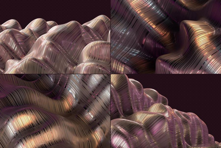 背景素材-3D渲染抽象金色线条波浪纹理背景图片素材 图片素材 sucaiwan.com