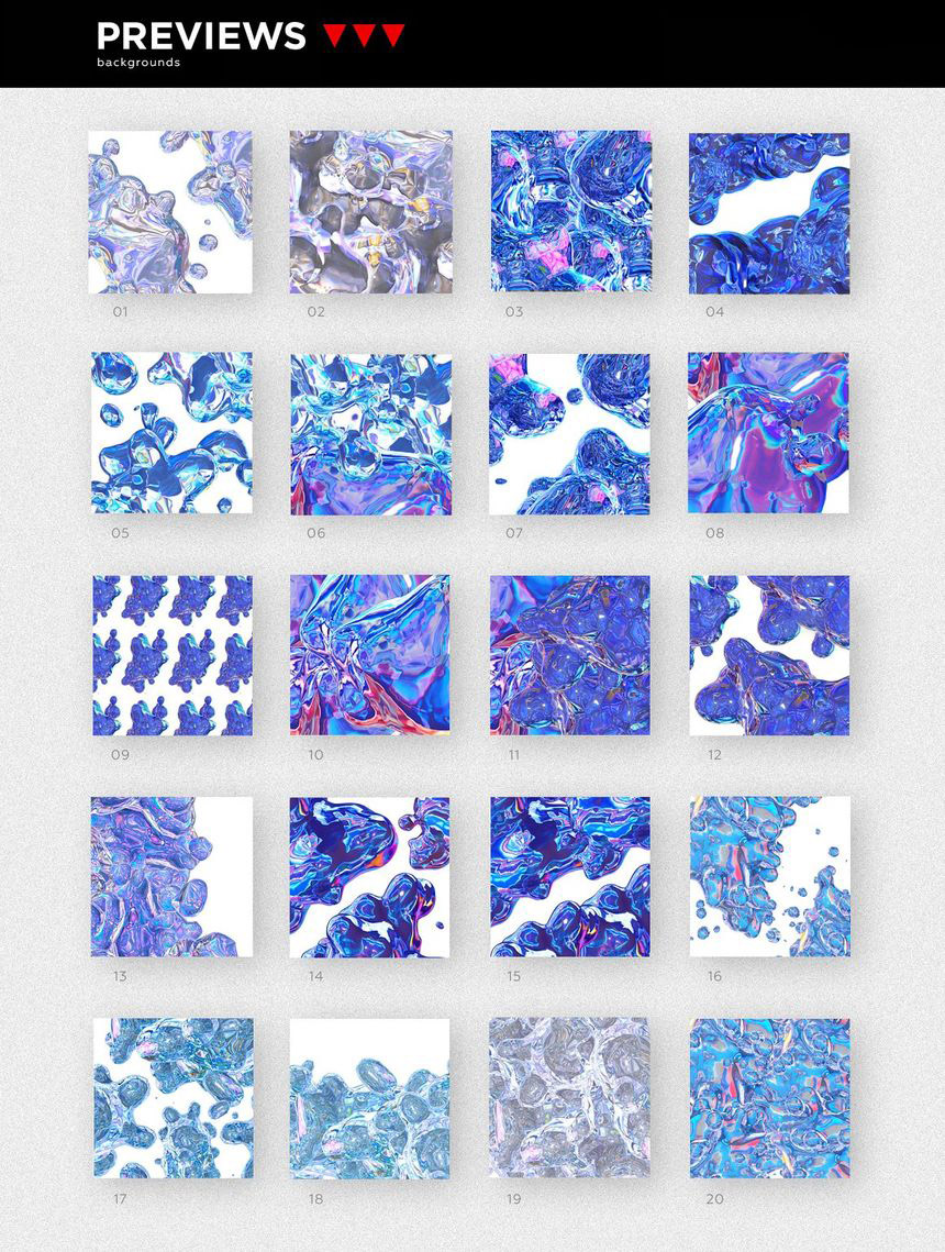 背景素材-抽象液态形状彩色全息风格3D图形背景图素材 图片素材 sucaiwan.com