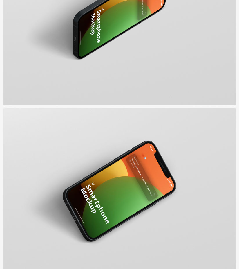 iPhone12手机APP效果图多角度屏幕UI展示PSD智能贴图样机素材模板 图片素材 sucaiwan.com