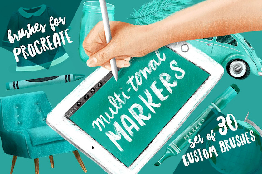 procreate笔刷-马克笔笔刷资源和色卡 笔刷资源 sucaiwan.com