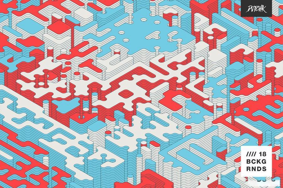 背景素材-等距视角彩色立体圆柱迷宫矢量背景图素材 图片素材 sucaiwan.com