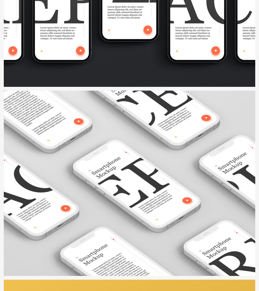 iPhone12手机APP效果图多角度屏幕UI展示PSD智能贴图样机素材模板 图片素材 sucaiwan.com