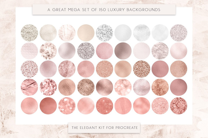 procreate笔刷-金粉金箔烫金闪光金属纹理笔刷素材资源 笔刷资源 sucaiwan.com