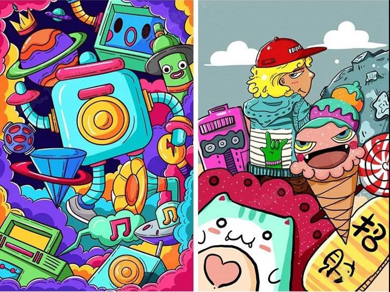 34款波普涂鸦PS插画素材PSD模板 图片素材 sucaiwan.com