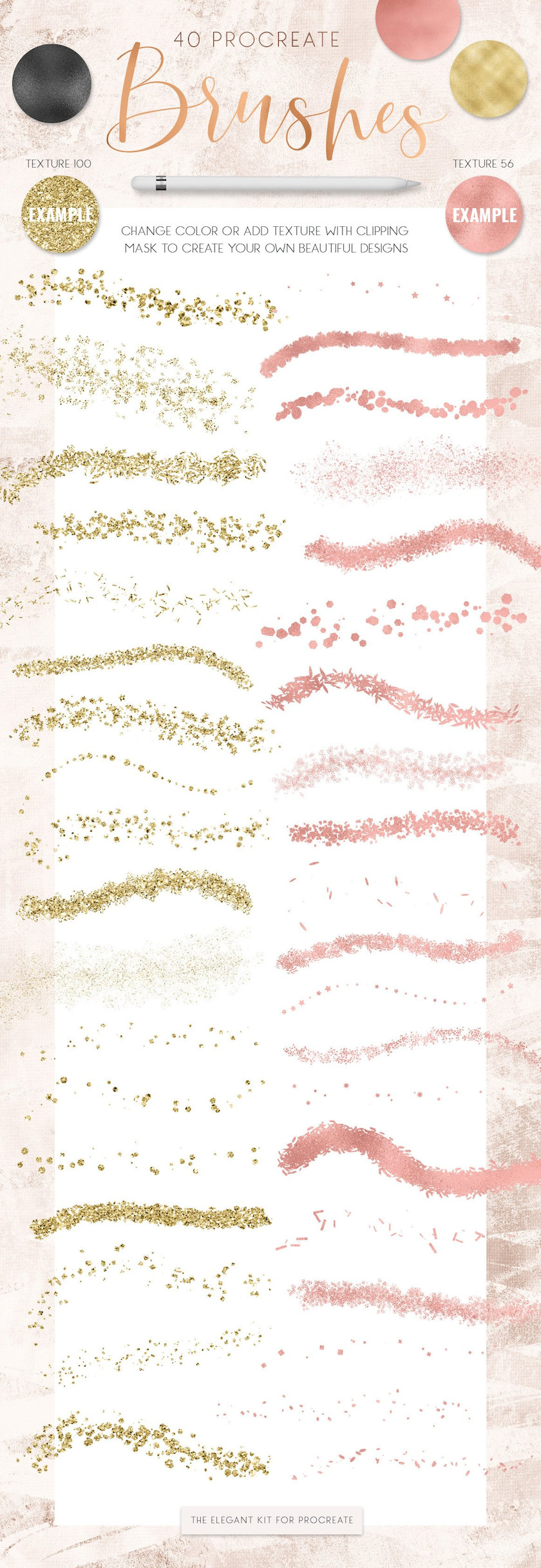 procreate笔刷-金粉金箔烫金闪光金属纹理笔刷素材资源 笔刷资源 sucaiwan.com