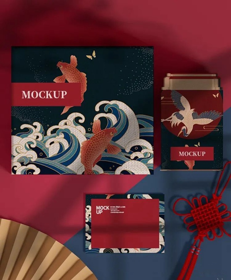 中国风文化产品包装茶叶滑板PSD模板样机 图片素材 sucaiwan.com
