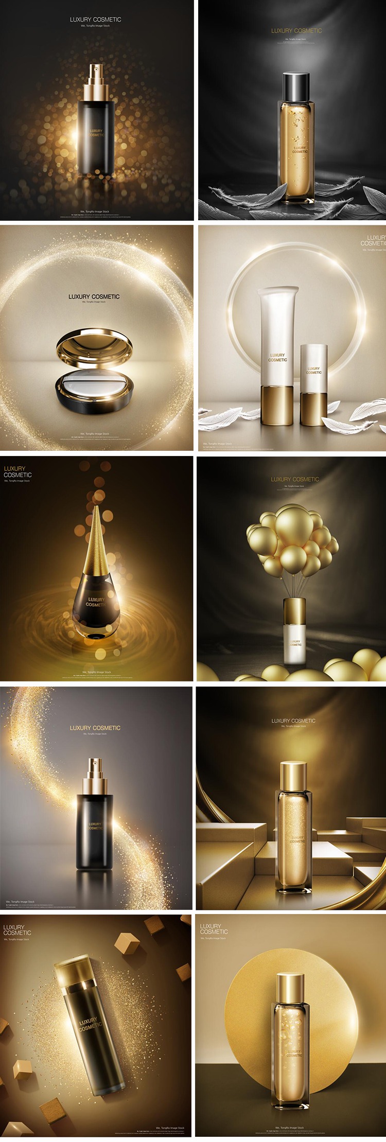 国外高端黑金美妆广告海报模板护肤品化妆品PSD设计素材图 图片素材 sucaiwan.com