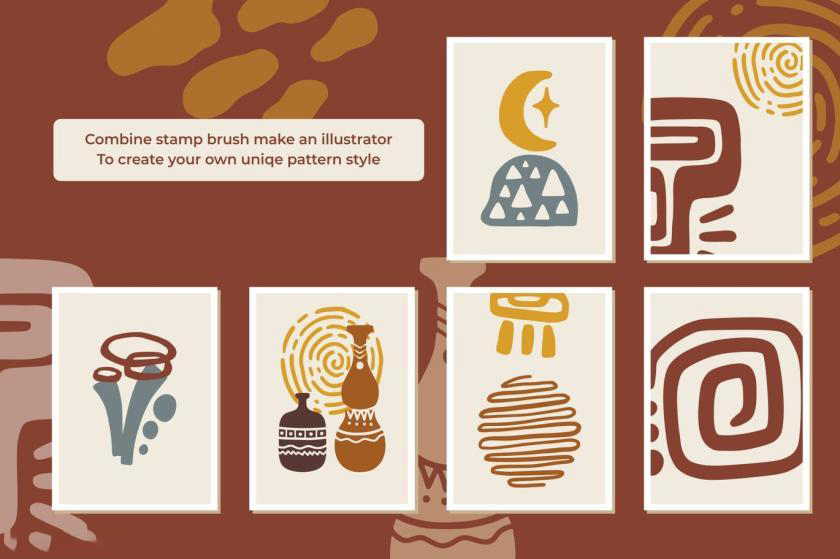 Procreate笔刷-波西米亚风图案笔刷素材资源 笔刷资源 sucaiwan.com