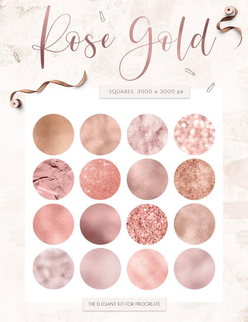 procreate笔刷-金粉金箔烫金闪光金属纹理笔刷素材资源 笔刷资源 sucaiwan.com