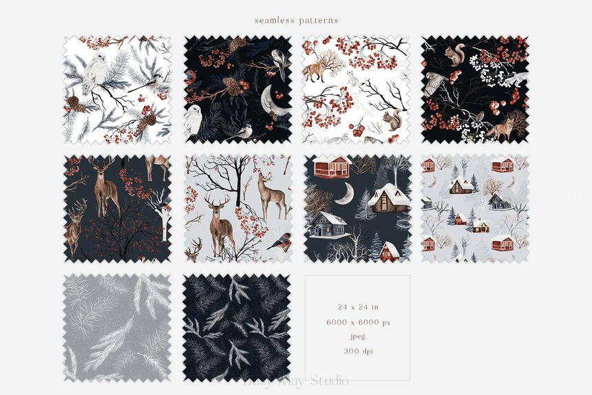 背景素材-冬季森林主题水彩图案插画素材(PNG) 图片素材 第6张-素材湾丨精选海外优质设计素材资源 背景素材-冬季森林主题水彩图案插画素材(PNG) 图片素材 sucaiwan.com