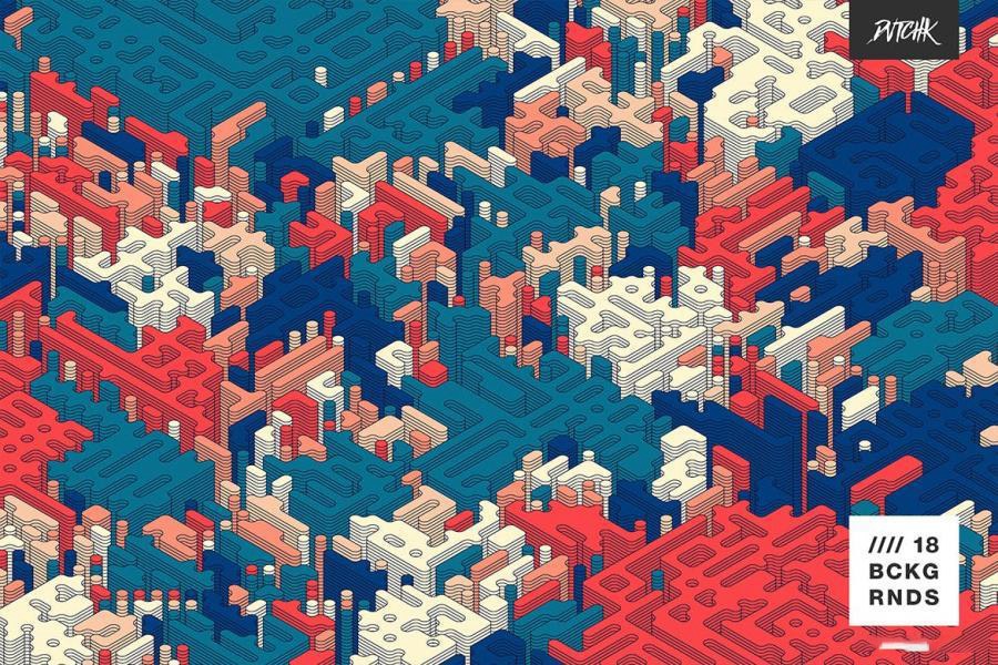 背景素材-等距视角彩色立体圆柱迷宫矢量背景图素材 图片素材 sucaiwan.com