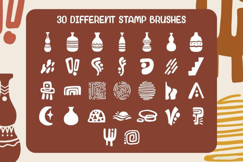 Procreate笔刷-波西米亚风图案笔刷素材资源 笔刷资源 sucaiwan.com