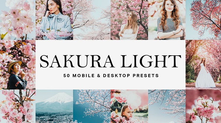 INS风格日系樱花粉色调胶片LR预设+LUT预设 插件预设 sucaiwan.com