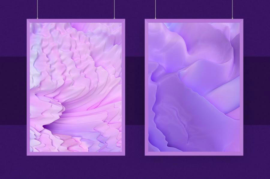 背景素材-3D立体渐变色波浪纹理背景图片素材 图片素材 sucaiwan.com