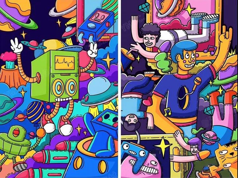 34款波普涂鸦PS插画素材PSD模板 图片素材 sucaiwan.com