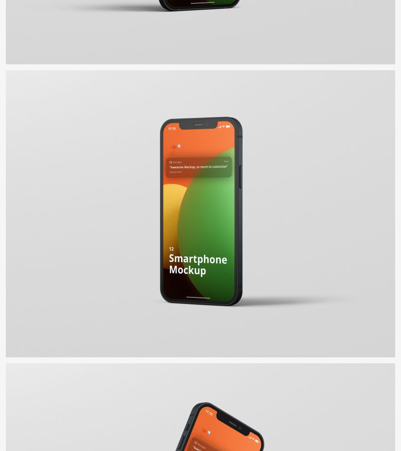 iPhone12手机APP效果图多角度屏幕UI展示PSD智能贴图样机素材模板 图片素材 sucaiwan.com