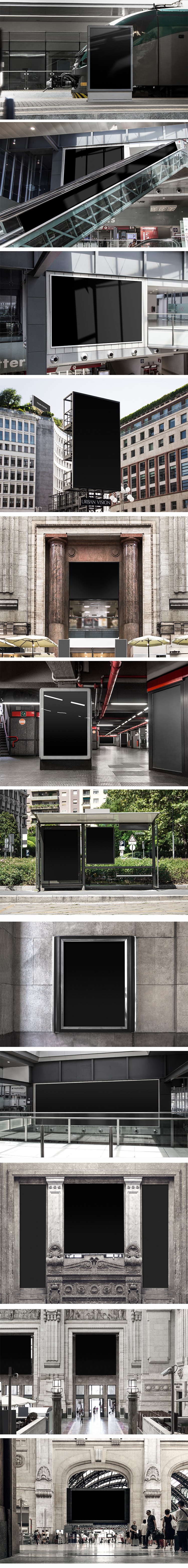 地铁站公交站停车场商场户外海报宣传广告牌PS样机贴图素材 图片素材 sucaiwan.com