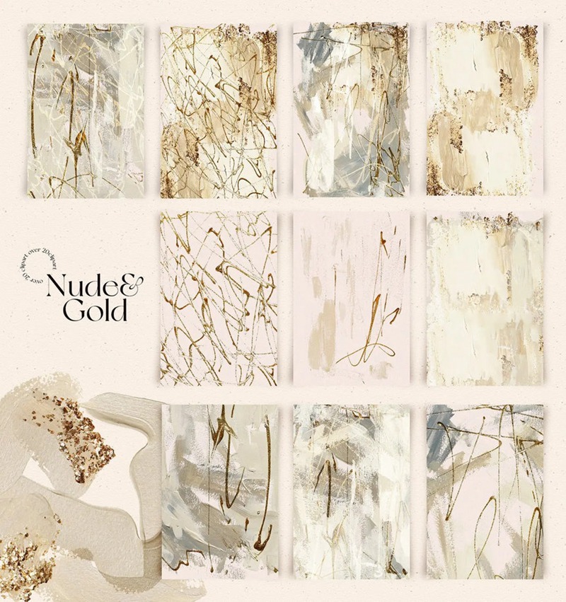 背景素材-抽象青色金色丙烯酸颜料绘画图案PNG素材 图片素材 sucaiwan.com