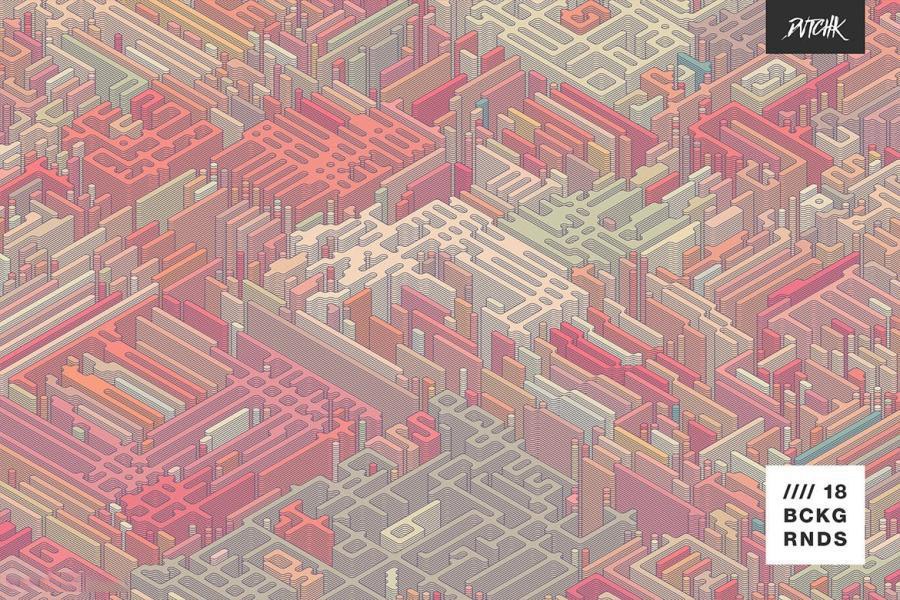 背景素材-等距视角彩色立体圆柱迷宫矢量背景图素材 图片素材 sucaiwan.com