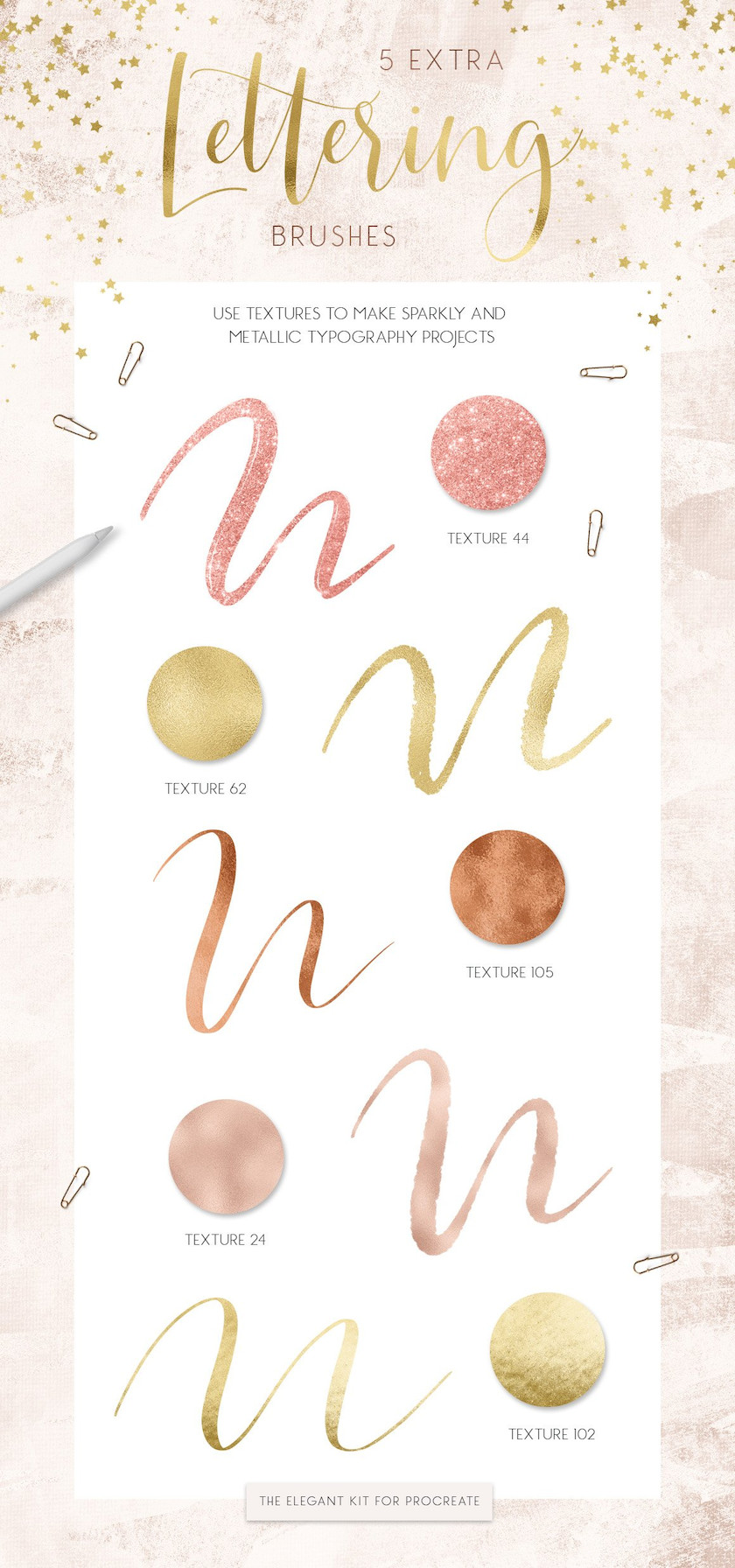 procreate笔刷-金粉金箔烫金闪光金属纹理笔刷素材资源 笔刷资源 sucaiwan.com