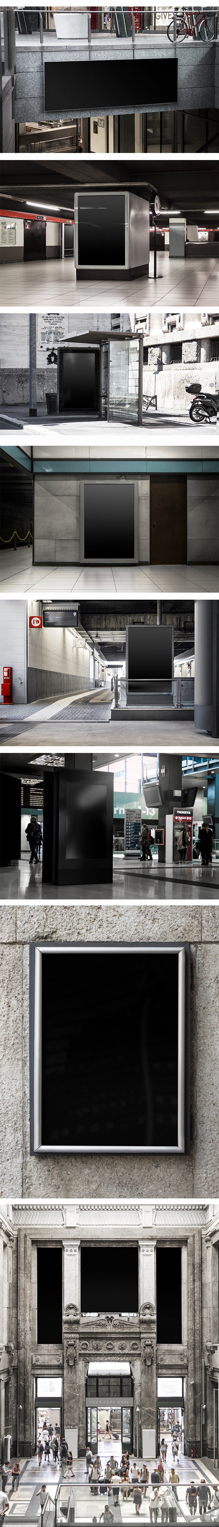 地铁站公交站停车场商场户外海报宣传广告牌PS样机贴图素材 图片素材 sucaiwan.com