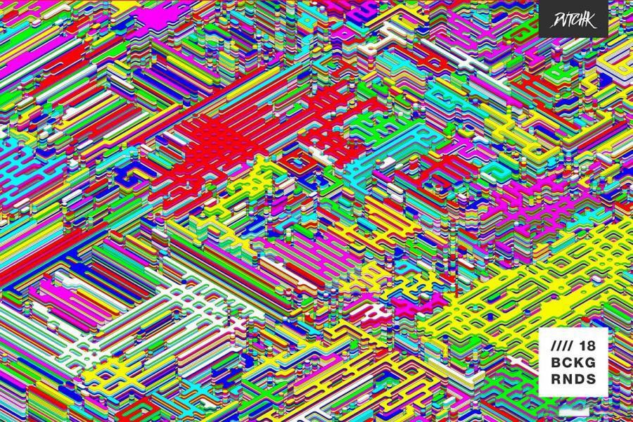 背景素材-等距视角彩色立体圆柱迷宫矢量背景图素材 图片素材 sucaiwan.com