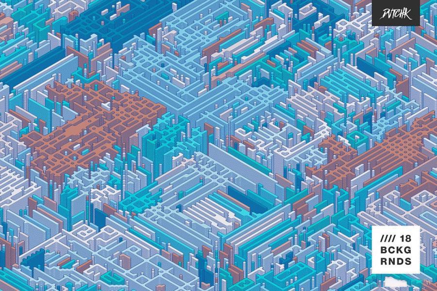 背景素材-等距视角彩色立体圆柱迷宫矢量背景图素材 图片素材 sucaiwan.com