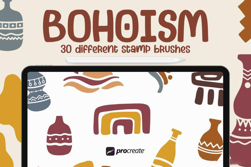 Procreate笔刷-波西米亚风图案笔刷素材资源 笔刷资源 sucaiwan.com