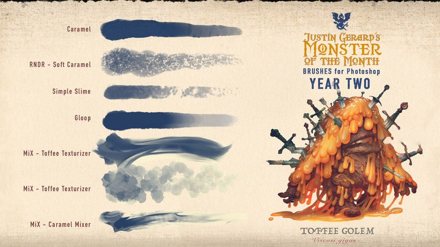 ps笔刷-铅笔水彩油彩CG怪兽怪物插画ps笔刷素材 笔刷资源 sucaiwan.com