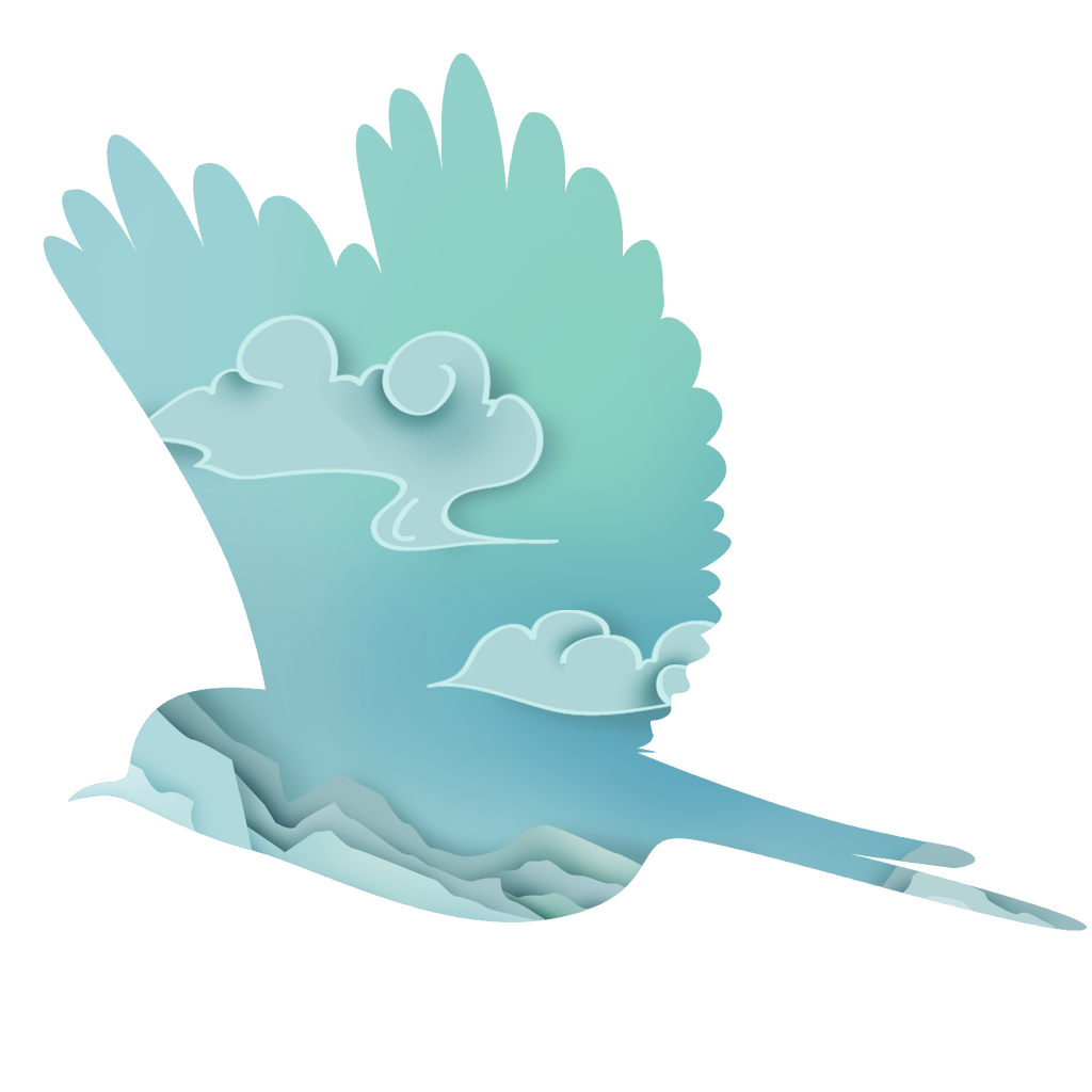 中国风复古烟青色清新山水剪纸元素景色PNG免扣素材 图片素材 sucaiwan.com