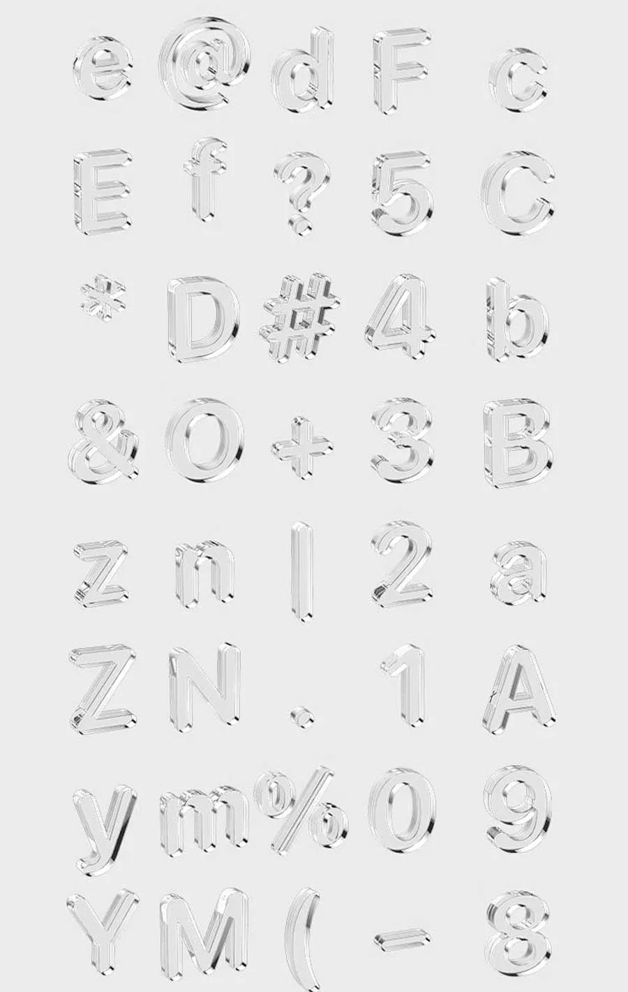 1500款潮流简约透明立体3D棱镜字母符号水晶玻璃酸性png设计素材 图片素材 sucaiwan.com