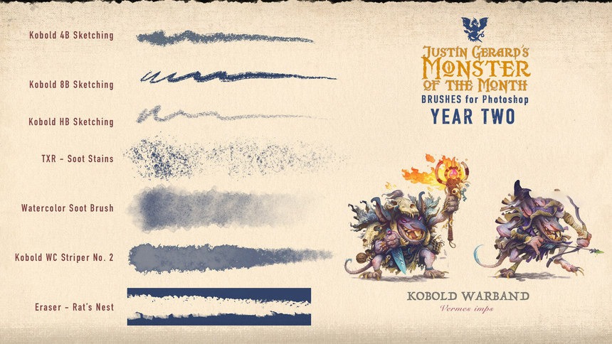 ps笔刷-铅笔水彩油彩CG怪兽怪物插画ps笔刷素材 笔刷资源 sucaiwan.com