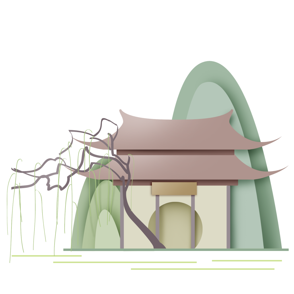 中国风复古烟青色清新山水剪纸元素景色PNG免扣素材 图片素材 sucaiwan.com