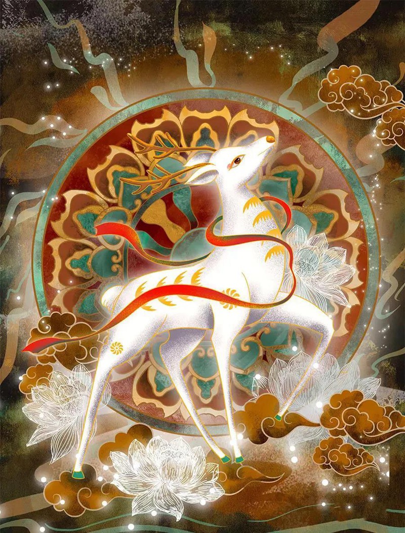 122款敦煌插画PSD源文件 图片素材 sucaiwan.com